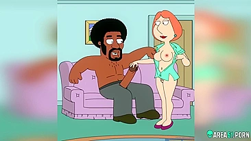 3D cartoon! Cuckold Peter shares Lois Griffin wife with black guy