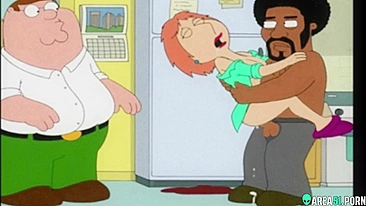 3D cartoon! Lois Griffin Is anal fucked by a black dude in front of Peter