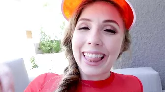 Sultry pornstar in red poses when having her perfect XXX body oiled