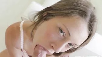 All-natural beauty in pink lingerie gags on meaty XXX tool in POV