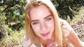 Cute hitchhiker polishes stud's XXX boner near his pickup truck