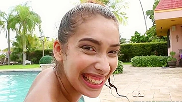 Sex in the pool ends for Latina with cumshot on her round XXX booty