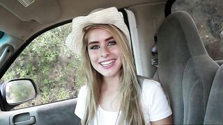 For cash petite hitchhiker gladly flashes driver her cute XXX tits