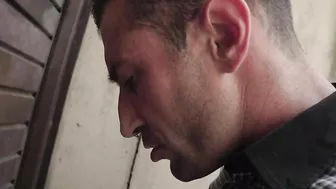 Eccentric nymph polishes stranger's XXX bulge right in back alley