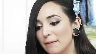 Cute brunette surprises tall stepbrother by giving him XXX blowjob