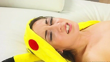 Cute Pikahoe has her hairy XXX peach nailed with throbbing meatpole