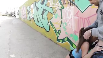 Euro gal with firm booty deepthroats hard XXX prick in public place