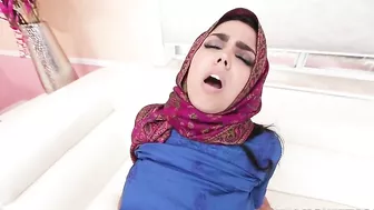 Petite Latina Ada Sanchez with fake eyelashes is addicted to XXX sex