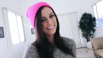 Brunette with pink cap agrees to oral XXX sex in front of the camera