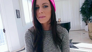 Brunette with pink cap agrees to oral XXX sex in front of the camera