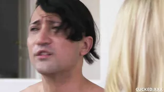 Sex with hubby is boring and Alexis Monroe enjoys another guy's cock in his presence