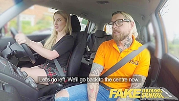 Man confesses to the blonde that he isn't driving instructor and fucks her in the car