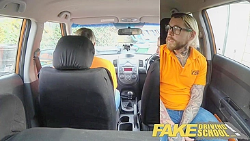 Man confesses to the blonde that he isn't driving instructor and fucks her in the car