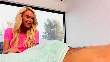 Blonde cutie wakes dude up and gets on big cock for energizing morning ride