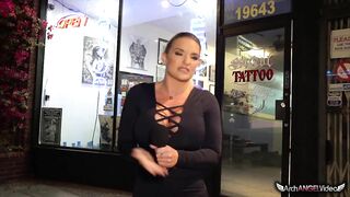 Agitated journalists Cali Carter doesn't lose the chance to fuck in tattoo workshop