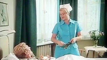 German nympho nurse with big boobs does dirty things with patients