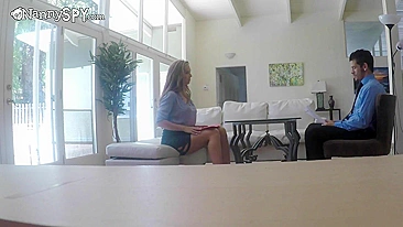 Employer fucks babysitter's hairy pussy and cums inside