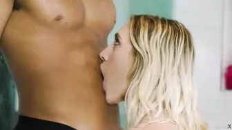 Blonde Cadence Lux fucked by dark boyfriend in shower