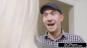 Lucky guy received package with busty android inside