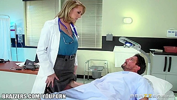 Cock of patient is hard because of marvelous big-breasted nurse
