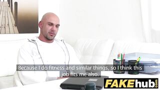 Muscled man fucks beautiful blonde female agent