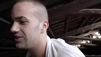 Two hungry friends nail teen blondie in the dusty attic