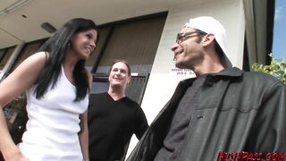 Strange hubby let attractive wife with long hair India Summer suck and ride huge dick of famous pornstar