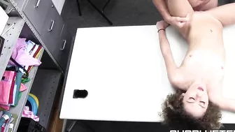 Curly-haired teen with small tits and ass gets fucked hard on her desk. #XXX #TeamSkeet