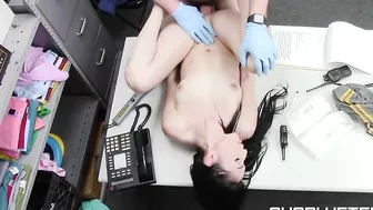 Raven-haired sister with natural tits gets fucked by horny LP officer