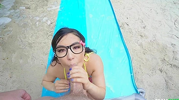 Mina Moon in glasses sucks cock and licks balls like a pro. #XXX #TeamSkeet