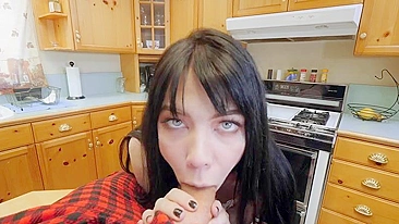 Leda Bear is sucking a XXX cock in the kitchen. #pornsite