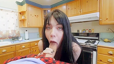 Leda Bear is sucking a XXX cock in the kitchen. #pornsite