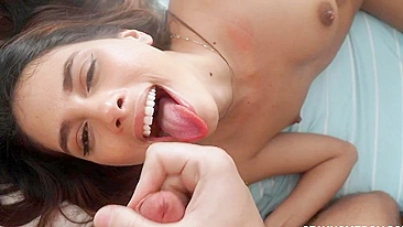 Beautiful Venezuelan babe takes cum on her face after sucking stepbrother's cock