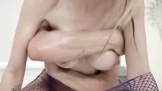 Big-boobed mommy in fishnet stockings gets properly fucked from behind