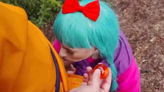 Lucky man has an outdoor oral XXX twosome with the cosplayer babe