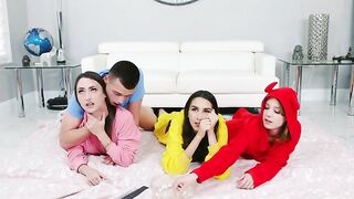 Babe in pink pajamas is fucked by her bestie's XXX hot stepbrother