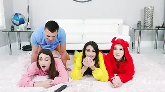 Babe in pink pajamas is fucked by her bestie's XXX hot stepbrother