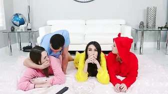 Babe in pink pajamas is fucked by her bestie's XXX hot stepbrother