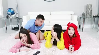 Babe in pink pajamas is fucked by her bestie's XXX hot stepbrother