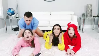 Babe in pink pajamas is fucked by her bestie's XXX hot stepbrother