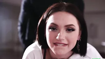 Bald guy stretches winsome girl with saggy XXX tits on chair in doggy