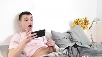 Slim brunette seduces roommate using her perfect round XXX boobs Slim brunette seduces roommate using her perfect round XXX boobs