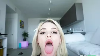 Nice POV clip of petite blonde giving XXX blowjob to excited lover
