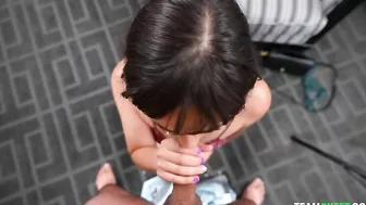 Chick has mouth fucked by boy who captures XXX blowjob on camera