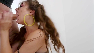 Sexy lips are in man's mind when the chick gives him a XXX blowjob