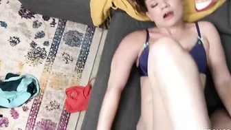 Young woman in blue bra is penetrated by her excited XXX colleague