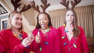 Christmas whores take part in intense oral group XXX sex with Santa