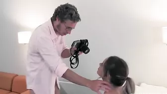 Stepsis takes part in the XXX photoshoot that ends with a blowjob