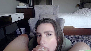 Comely brunette sucks XXX prick and licks balls in hot POV video