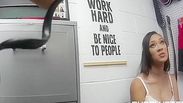 Security officer explores XXX assets of innocent Ebony shoplifter